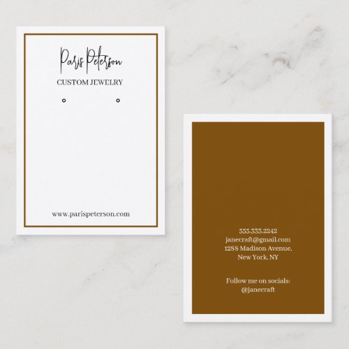 Brown Modern Custom Jewelry Earrings Display Card