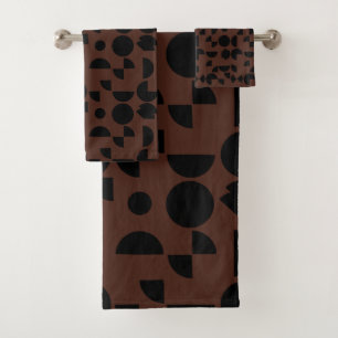 Brown Modern Elegant Geometric Tribal Bath Towel Set