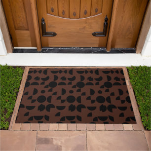 Brown Modern Elegant Geometric Tribal Doormat