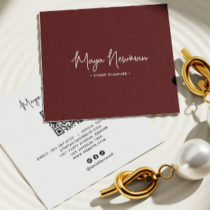 Brown Modern Elegant Minimal QR Code Professional Square Business Card