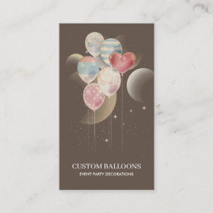 Brown Modern Event Party Zodiac Balloon qr code Business Card