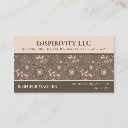 Brown Modern Floral Professional Contact  Business Card