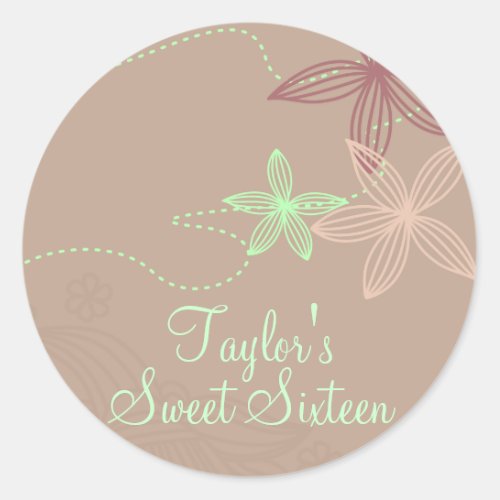 Brown Modern Floral Sticker