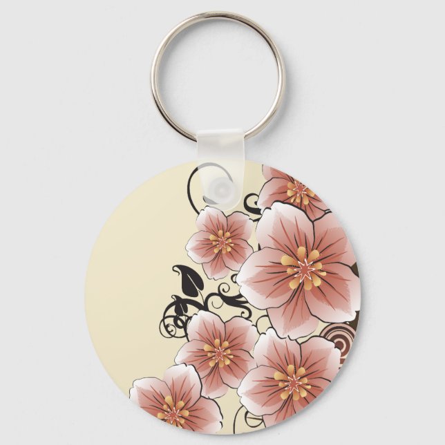 Brown Modern Flower Keychain (Front)