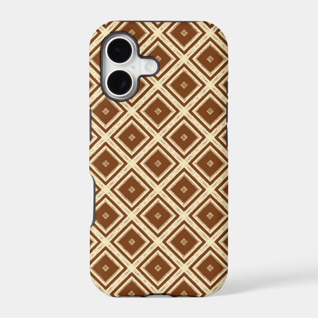 Brown modern geometric mosaic pattern iphone case (Back)