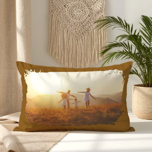 Brown Modern Grunge Border Photo Lumbar Pillow