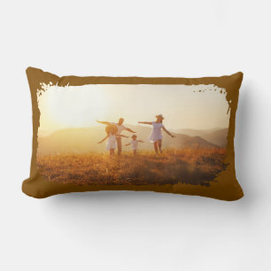 Brown Modern Grunge Border Photo Lumbar Pillow