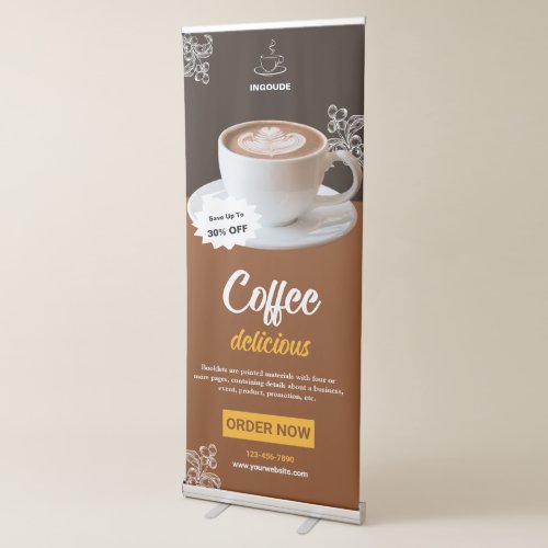 Brown Modern Minimalist Coffee Shop Vertical  Retractable Banner