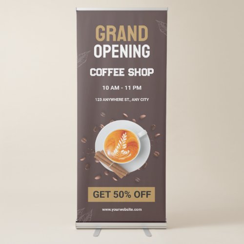 Brown Modern Minimalist Grand Opening Coffee Shop  Retractable Banner