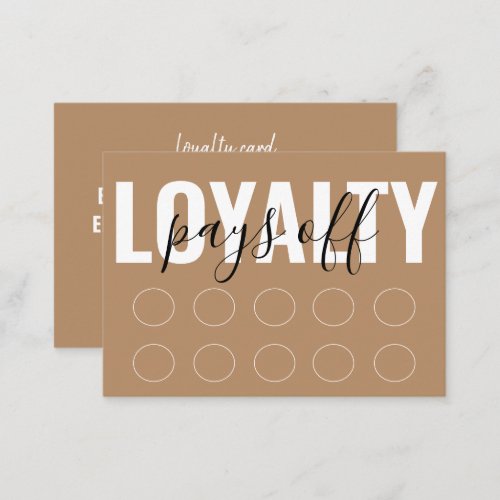 Brown Modern Minimalist Punch Script Loyalty Card