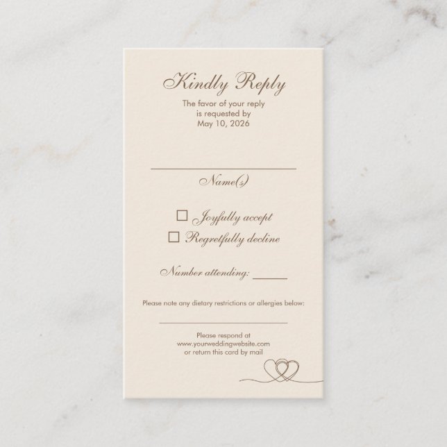 Brown Modern Mix and Match Wedding RSVP Card (Front)