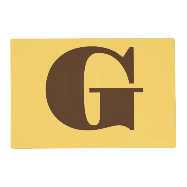 Brown Modern Monogram | Dandelion   Placemat (Front)