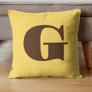 Brown Modern Monogram Dandelion Throw Pillow