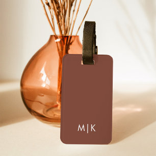 Brown Modern Monogram Luggage Tag