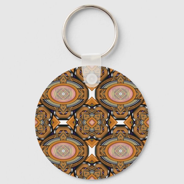Brown Modern Oval Abstract Keychain (Front)