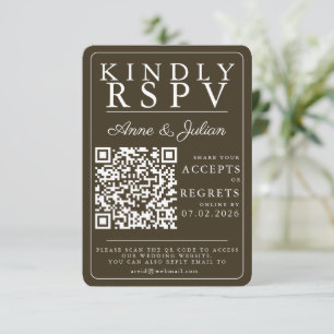 Brown Modern Photo RSVP Insert QR Code Card