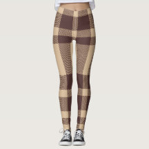 Brown Modern Plaid Leggings
