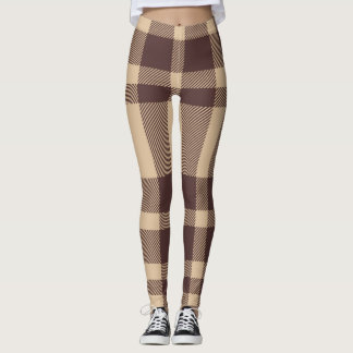 Brown Modern Plaid Leggings