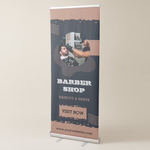 Brown Modern Professional Barbershop Vertical Retractable Banner
