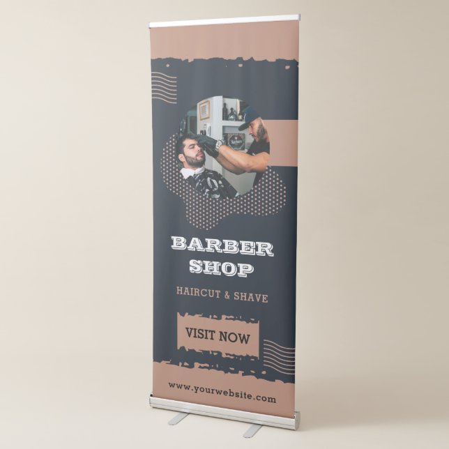 Brown Modern Professional Barbershop Vertical Retractable Banner (3/4)