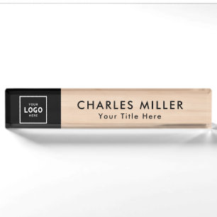 Brown 🤎 Modern Professional business logo Desk Name Plate