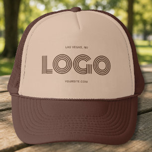 Brown Modern Rectangular Logo Promo Trucker Hat