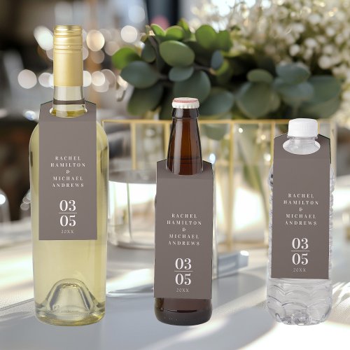 Brown Modern Simpel Wedding    Bottle Hanger Tag