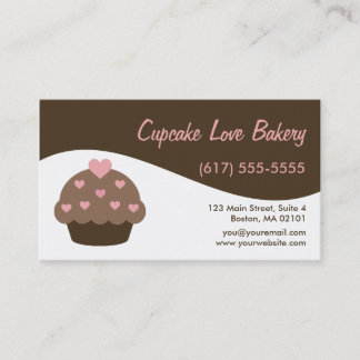 Brown Modern Swirl Cupcake Business Cards