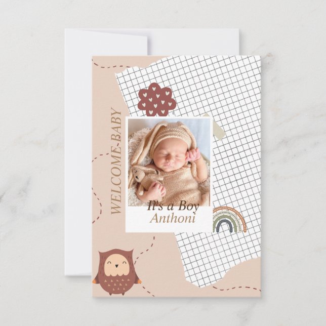 Brown Modern Welcome Baby shower Invitation (Front)