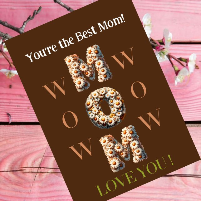 BROWN Mom Mother's day card with foto,flowery font (Creator Uploaded)