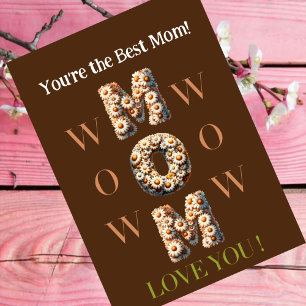 BROWN Mom Mother's day card with foto,flowery font