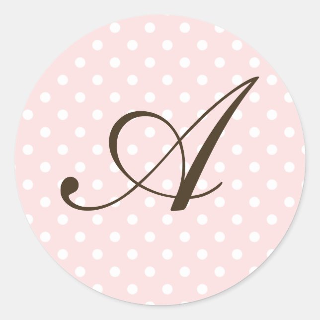 Brown Monogram A On Polka Dot Favor Labels (Front)