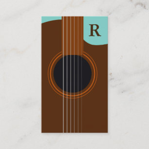 Brown Monogram Acoustic Guitar Guitarist Business Card