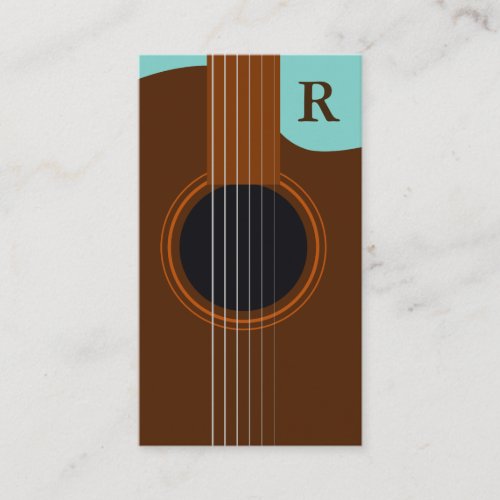 Brown Monogram Acoustic Guitar Guitarist Business Card
