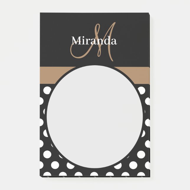 Brown Monogram Black White Polka Dot Notes (Front)