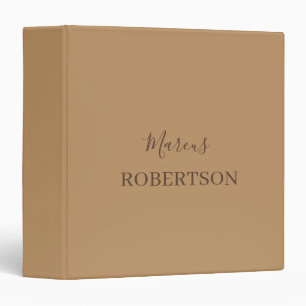 Brown monogram calligraphy minimalist professional 3 ring binder