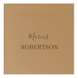 Brown monogram calligraphy minimalist professional acrylic print