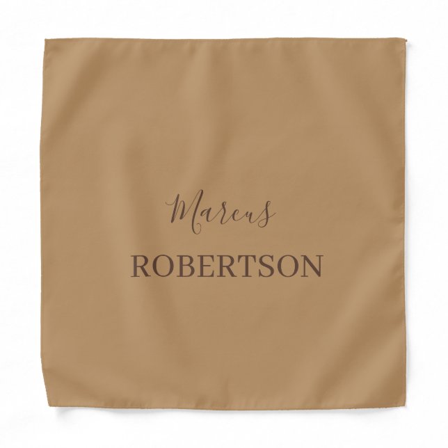 Brown monogram calligraphy minimalist professional bandana (Front)