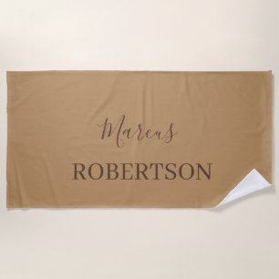 Brown monogram calligraphy minimalist professional beach towel