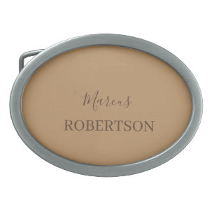 Brown monogram calligraphy minimalist professional belt buckle