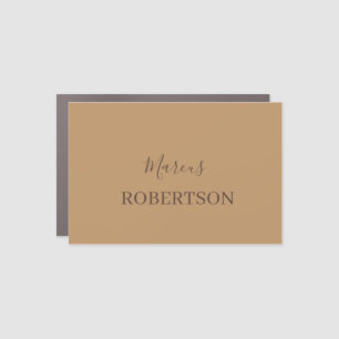 Brown monogram calligraphy minimalist professional car magnet