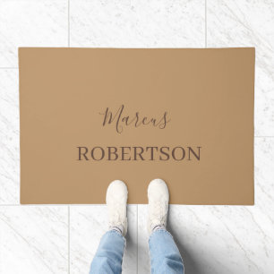 Brown monogram calligraphy minimalist professional doormat