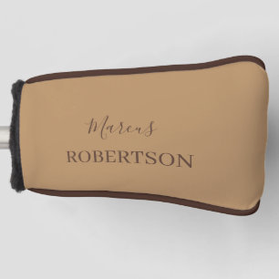 Brown monogram calligraphy minimalist professional golf head cover
