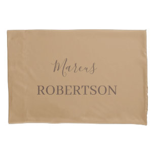 Brown monogram calligraphy minimalist professional pillow case