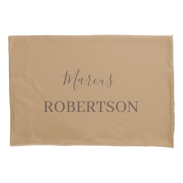 Brown monogram calligraphy minimalist professional pillow case (Front)