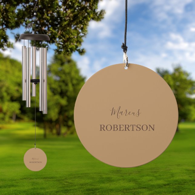 Brown monogram calligraphy minimalist professional wind chime  (Outdoor)