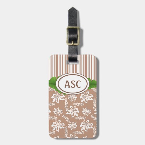 Brown Monogram Hawaiian Flower Beach Luggage Tag