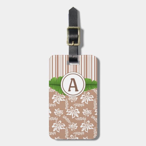 Brown Monogram Hawaiian Flower Beach Luggage Tag