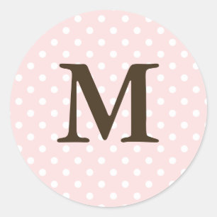 Brown Monogram M On Polka Dot Favor Labels
