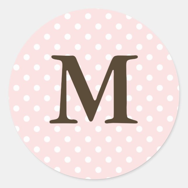 Brown Monogram M On Polka Dot Favor Labels (Front)